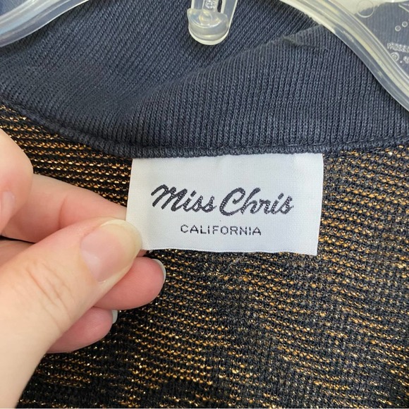 Vintage 80s black & gold metallic sweater 1X - Picture 8 of 11